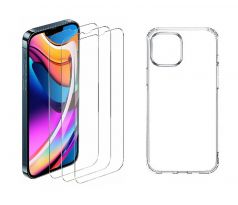 4PACK - 3x ochranné tvrzené sklo + průsvitný kryt - iPhone 13 Pro Max