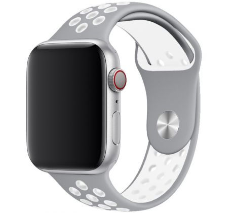 Řemínek pro Apple Watch (38/40/41mm) Sport, grey-white  (velikost L)