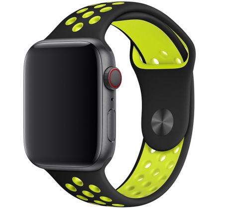 Řemínek pro Apple Watch (38/40/41mm) Sport, black-yellow  (velikost L)