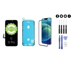 MULTIPACK - Černý OLED displej pro iPhone 12/12 Pro + screen adhesive (lepka pod displej) + 3D ochranné sklo + sada nářadí