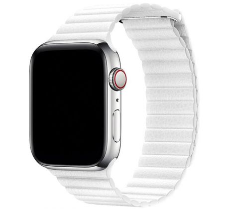 Koženkový řemínek Leather Loop pro Apple Watch (42/44/45mm) White