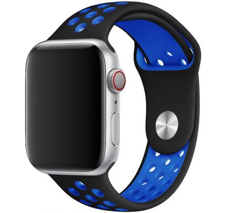 Řemínek pro Apple Watch (42/44/45mm) Sport, black-blue (velikost L)