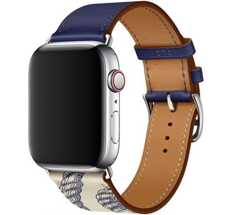 Kožený řemínek pro Apple Watch (38/40/41mm) Encore Beton Blue