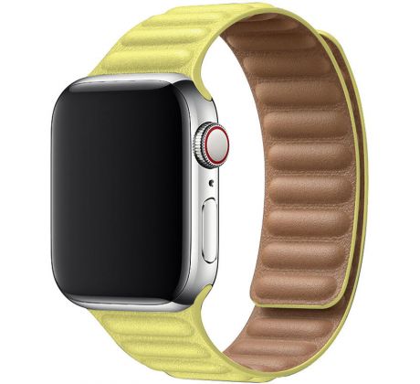 Koženkový řemínek Leather Link pro Apple Watch (42/44/45mm) Yellow