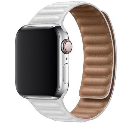 Koženkový řemínek Leather Link pro Apple Watch (38/40/41mm) White