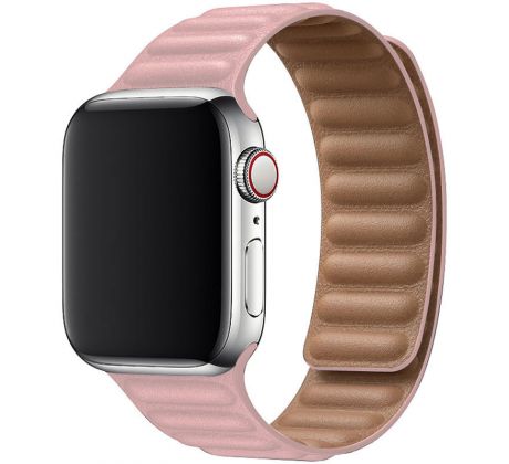 Koženkový řemínek Leather Link pro Apple Watch (42/44/45mm) Pink
