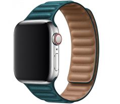 Koženkový řemínek Leather Link pro Apple Watch (38/40/41mm) Malachite Green