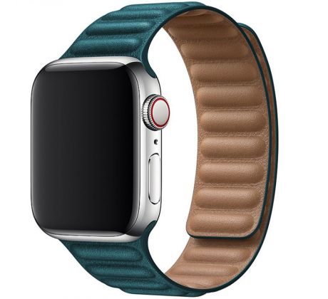 Koženkový řemínek Leather Link pro Apple Watch (38/40/41mm) Malachite Green