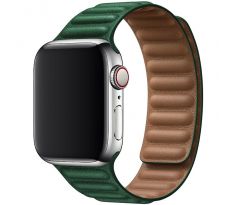 Koženkový řemínek Leather Link pro Apple Watch (42/44/45mm) Ink Green
