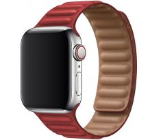 Koženkový řemínek Leather Link pro Apple Watch (42/44/45mm) Dark Red