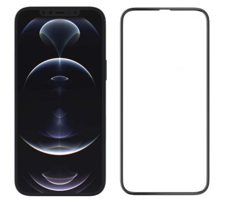 5D Hybrid ochranné sklo iPhone 12 Pro Max - s vystouplými okraji - černé