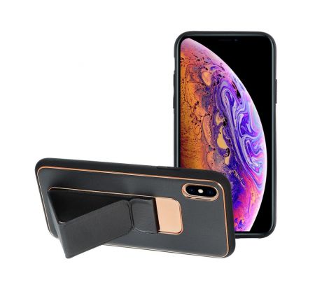 Forcell LEATHER Case Kickstand  iPhone X černý