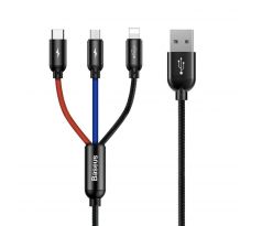 NABÍJECÍ A DATOVÝ KABEL BASEUS 3IN1 TYPE-C & LIGHTNING & MICRO-USB CABLE 120CM BLACK