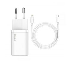 SÍŤOVÁ NABÍJEČKA NA MOBIL A TABLET BASEUS SUPER SI NETWORK CHARGER PD20W + LIGHTNING CABLE WHITE