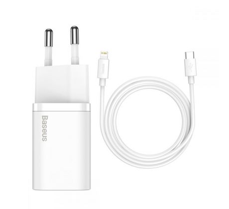 SÍŤOVÁ NABÍJEČKA NA MOBIL A TABLET BASEUS SUPER SI NETWORK CHARGER PD20W + LIGHTNING CABLE WHITE