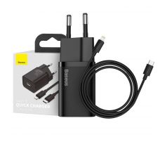 SÍŤOVÁ NABÍJEČKA NA MOBIL A TABLET BASEUS SUPER SI NETWORK CHARGER PD20W + LIGHTNING CABLE BLACK