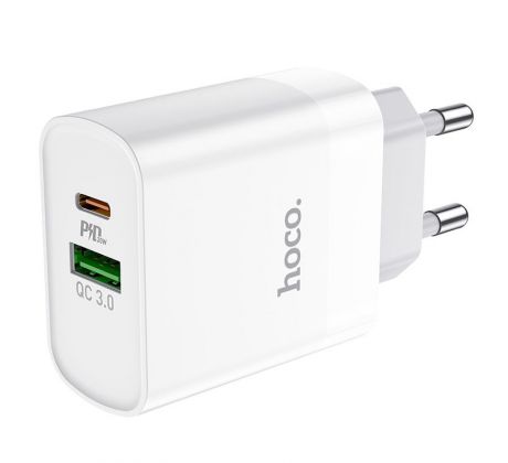 SÍŤOVÁ NABÍJEČKA NA MOBIL A TABLET HOCO C80A NETWORK CHARGER PD20W/QC3.0 WHITE