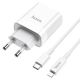 SÍŤOVÁ NABÍJEČKA NA MOBIL A TABLET HOCO C80A NETWORK CHARGER PD20W/QC3.0 + LIGHTNING CABLE WHITE