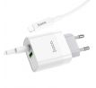 SÍŤOVÁ NABÍJEČKA NA MOBIL A TABLET HOCO C80A NETWORK CHARGER PD20W/QC3.0 + LIGHTNING CABLE WHITE