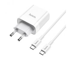 SÍŤOVÁ NABÍJEČKA NA MOBIL A TABLET HOCO C80A NETWORK CHARGER PD20W/QC3.0 + TYPE-C CABLE WHITE