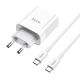 SÍŤOVÁ NABÍJEČKA NA MOBIL A TABLET HOCO C80A NETWORK CHARGER PD20W/QC3.0 + TYPE-C CABLE WHITE