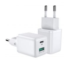 SÍŤOVÁ NABÍJEČKA NA MOBIL A TABLET JOYROOM L-QP303 2-PORT NETWORK CHARGER PD30W/QC3.0 WHITE