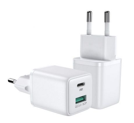 SÍŤOVÁ NABÍJEČKA NA MOBIL A TABLET JOYROOM L-QP303 2-PORT NETWORK CHARGER PD30W/QC3.0 WHITE