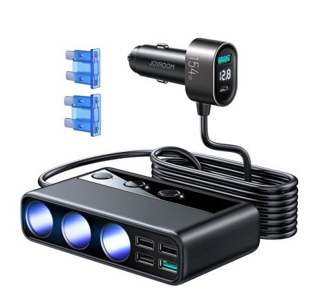 JOYROOM JR-CL06 MULTI-PORT USB CAR CHARGER PD154W/QC3.0 BLACK