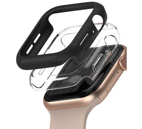 2KS V BALENÍ, SET 2 KRYTU RINGKE SLIM 2-PACK APPLE WATCH 4 / 5 / 6 / SE (40 MM) CLEAR & BLACK