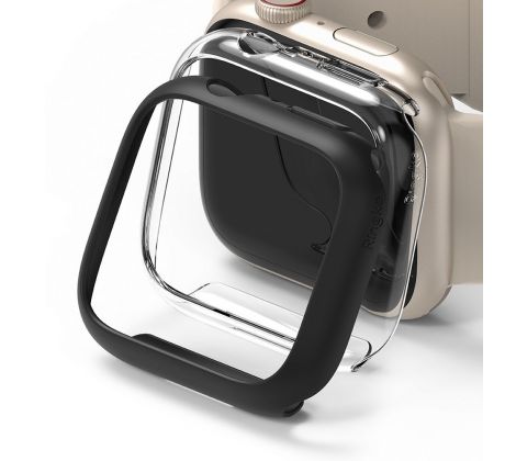 2KS V BALENÍ, SET 2 KRYTU RINGKE SLIM 2-PACK APPLE WATCH 7 (41 MM) CLEAR & MATTE BLACK
