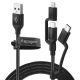 NABÍJECÍ A DATOVÝ KABEL SPIGEN C10I3 3IN1 TYPE-C & LIGHTNING & MICRO-USB CABLE 150CM BLACK