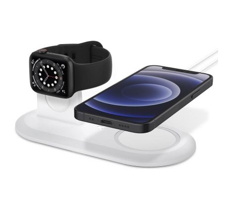 BEZDRÁTOVÁ NABÍJEČKA SPIGEN MAGFIT DUO APPLE MAGSAFE & APPLE WATCH CHARGER STAND WHITE