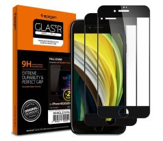 2KS V BALENÍ, SET 2 OCHRANNÝCH SKEL SPIGEN GLASS FC 2-PACK iPhone 7 / 8 / SE 2020 / 2022 BLACK