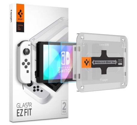 2KS V BALENÍ, SET 2 OCHRANNÝCH SKEL SPIGEN GLAS.TR ”EZ FIT” 2-PACK NINTENDO SWITCH OLED