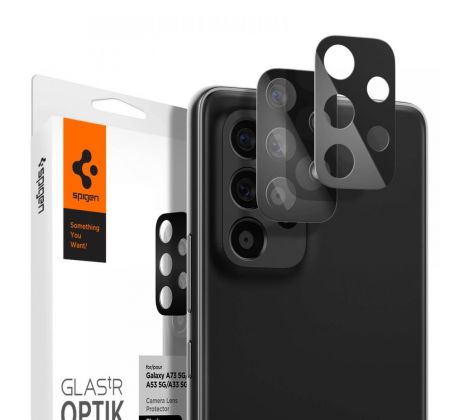 2KS V BALENÍ, SET 2 SKEL ZADNÍ KAMERY SPIGEN OPTIK.TR CAMERA PROTECTOR 2-PACK SAMSUNG GALAXY A33 5G / A53 5G / A73 5G BLACK