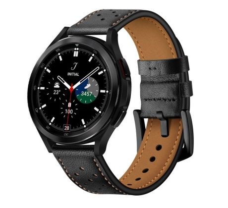 ŘEMÍNEK TECH-PROTECT LEATHER SAMSUNG GALAXY WATCH 4 / 5 / 5 PRO / 6 / 7 / FE BLACK