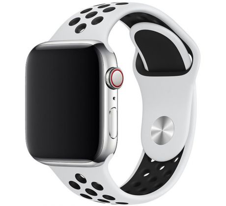 Řemínek pro Apple Watch (42/44/45mm) Sport, white-black (velikost S)