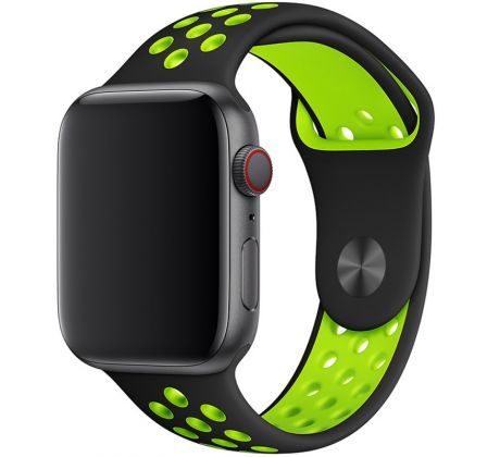 Řemínek pro Apple Watch (42/44/45mm) Sport, black-green (velikost S)