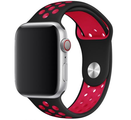 Řemínek pro Apple Watch (42/44/45mm) Sport, black-red (velikost S)