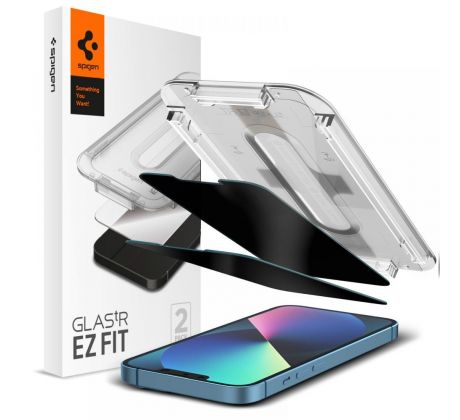 2KS V BALENÍ, SET 2 ANTI-SPY OCHRANNÝCH SKEL SPIGEN GLAS.TR ”EZ FIT” 2-PACK iPhone 13 / 13 Pro / 14 PRIVACY