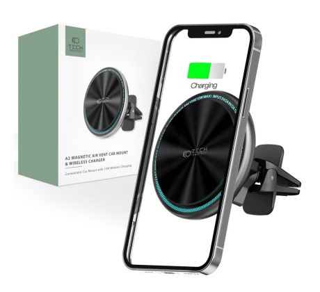 DRŽÁK DO AUTA S BEZDRÁTOVÝM NABÍJENÍM TECH-PROTECT A2 MAGNETIC MAGSAFE VENT CAR MOUNT WIRELESS CHARGER 15W BLACK