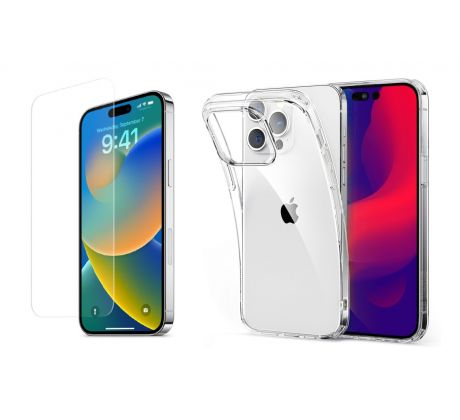 2PACK - Ochranné tvrzdené sklo + transparentní kryt pro iPhone 14 Pro 