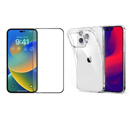 2PACK - 3D ochranné sklo + transparentní kryt pro iPhone 14 Pro