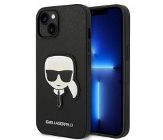 Original KARL LAGERFELD KLHCP14MSAPKHK iPhone 14 Plus (Saffiano With Karl Head Patch / černý)