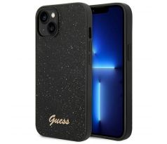 Original GUESS GUHCP14MHGGSHK iPhone 14 Plus (Glitter Flakes Script Metal Logo / černý)