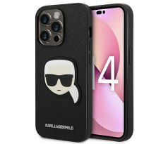Original KARL LAGERFELD KLHCP14XSAPKHK iPhone 14 Pro Max (Saffiano With Karl Head Patch / černý)