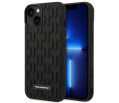Original KARL LAGERFELD KLHCP14MRUPKLPK iPhone 14 Plus (3D Rubber Case Monogram Pattern Metal Plate / černý)