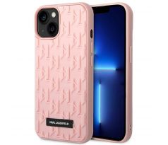 Original KARL LAGERFELD KLHCP14MRUPKLPP iPhone 14 Plus (3D Rubber Case Monogram Pattern Metal Plate / růžový)