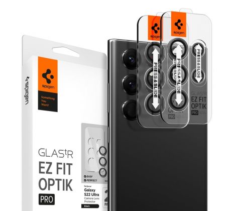 OCHRANNÉ SKLO ZADNÍ KAMERY SPIGEN OPTIK.TR ”EZ FIT” CAMERA PROTECTOR 2-PACK SAMSUNG GALAXY S22 ULTRA BLACK