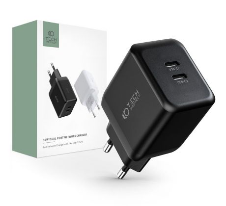 SÍŤOVÁ NABÍJEČKA NA MOBIL A TABLET TECH-PROTECT C35W 2-PORT NETWORK CHARGER PD35W BLACK